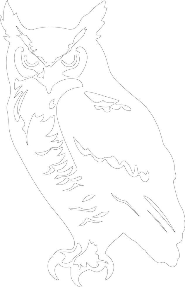 great horned owl  outline silhouette vector