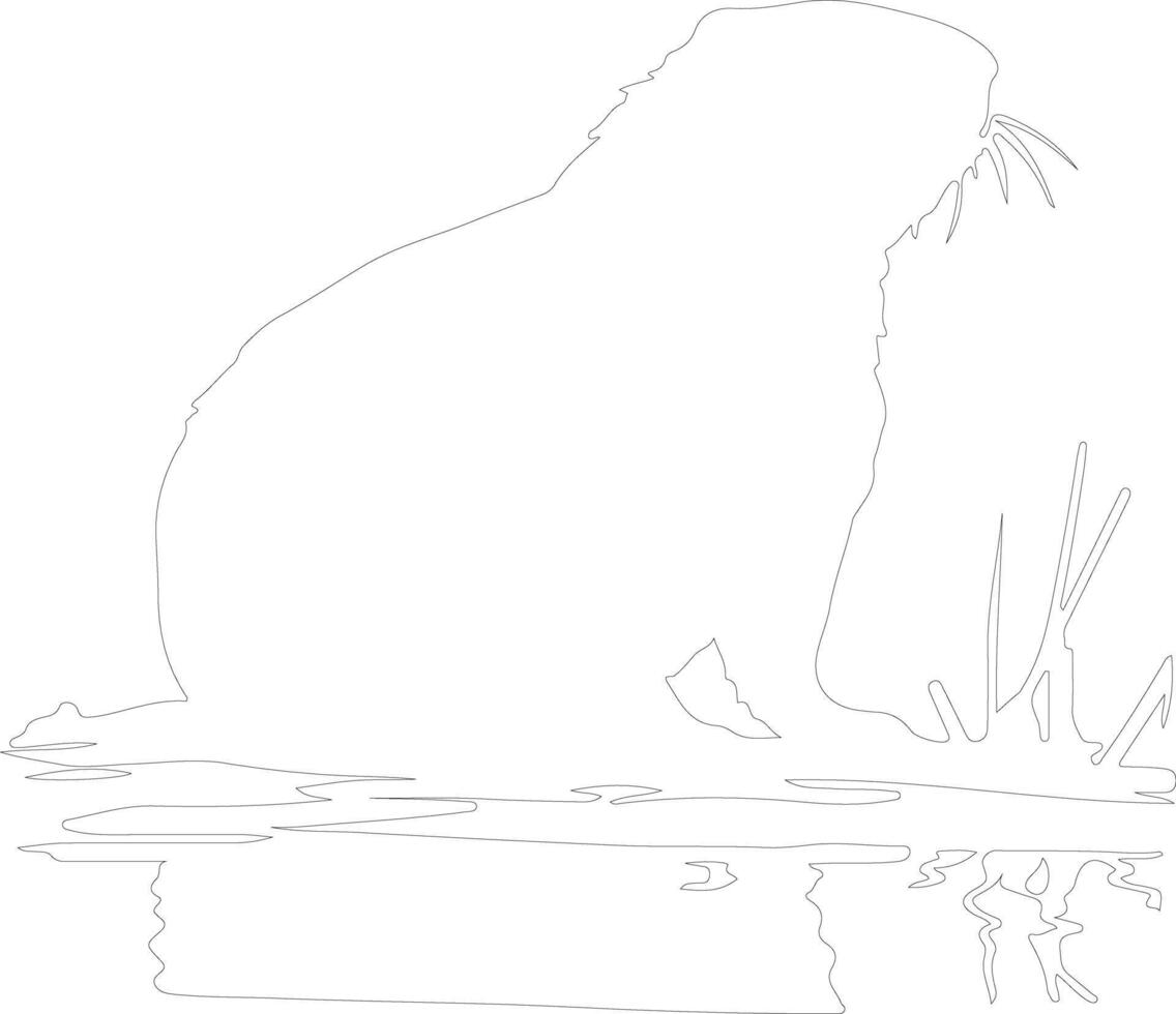 North American beaver  outline silhouette vector