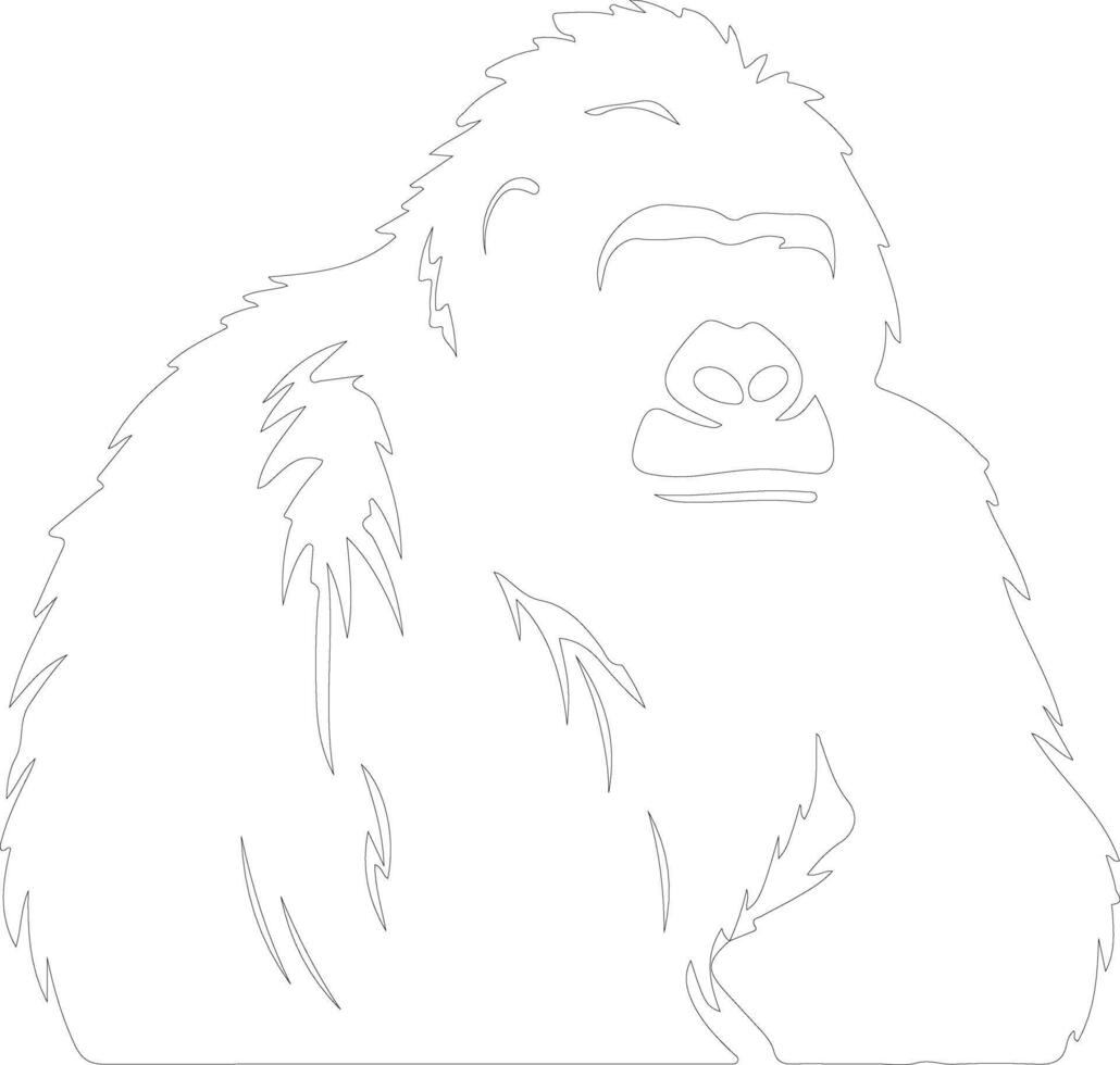 orangutan  outline silhouette vector