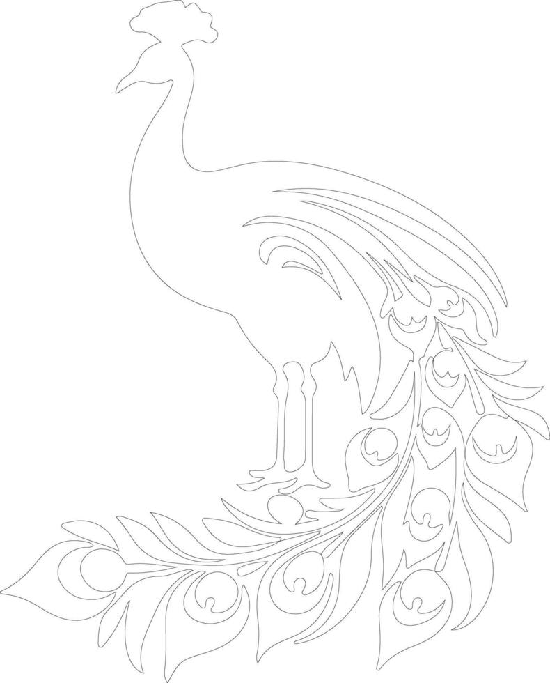 peafowl  outline silhouette vector