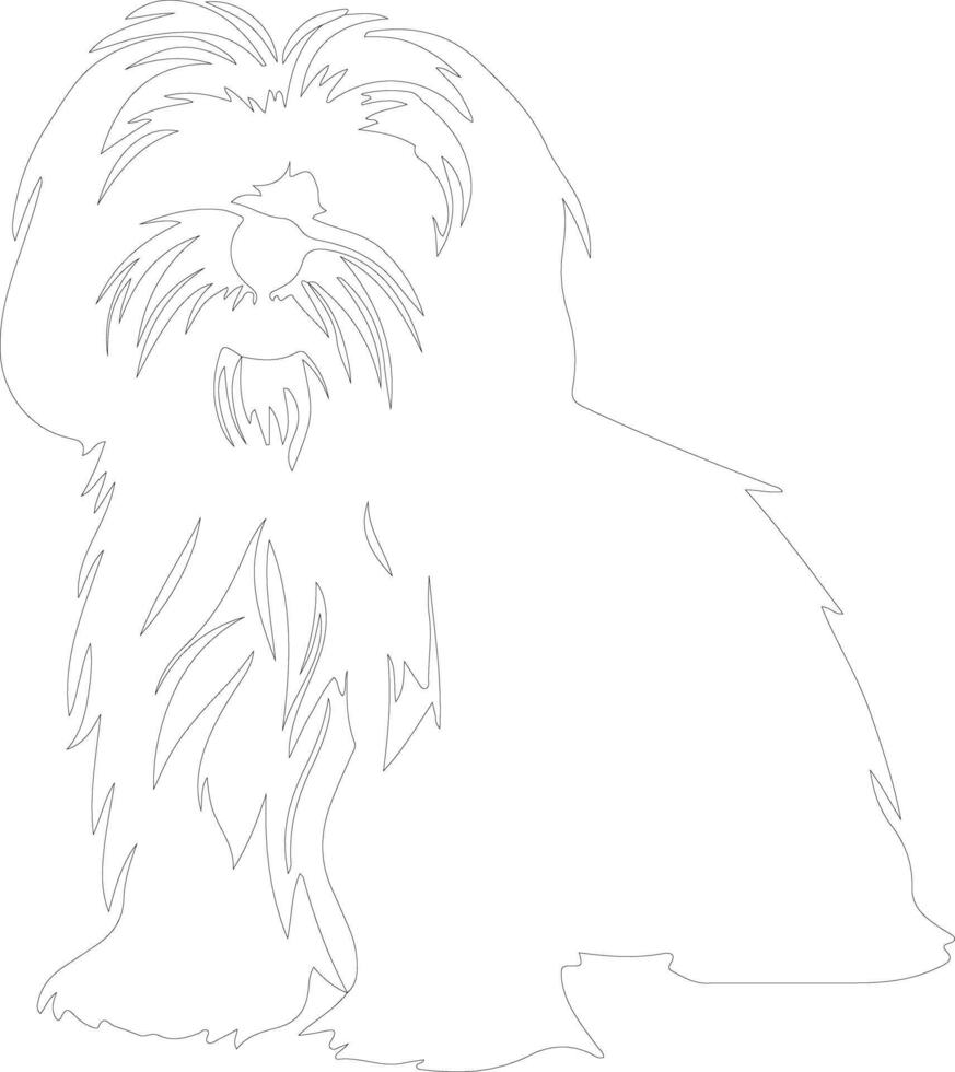 Lhasa Apso  outline silhouette vector