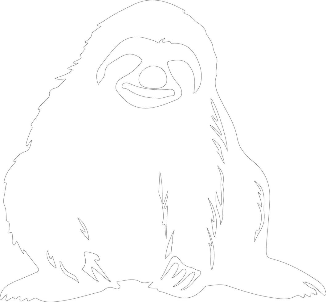 three-toed sloth   outline silhouette vector