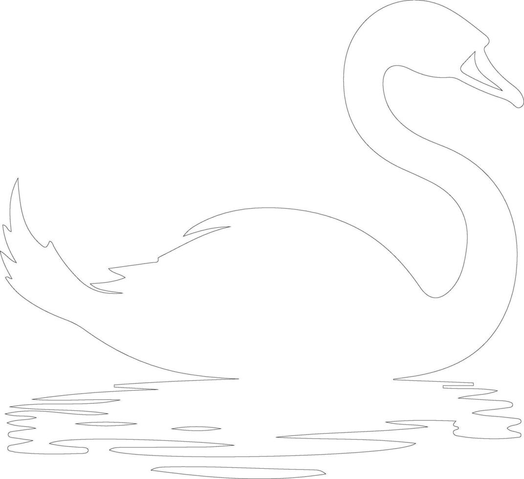 trumpeter swan    outline silhouette vector