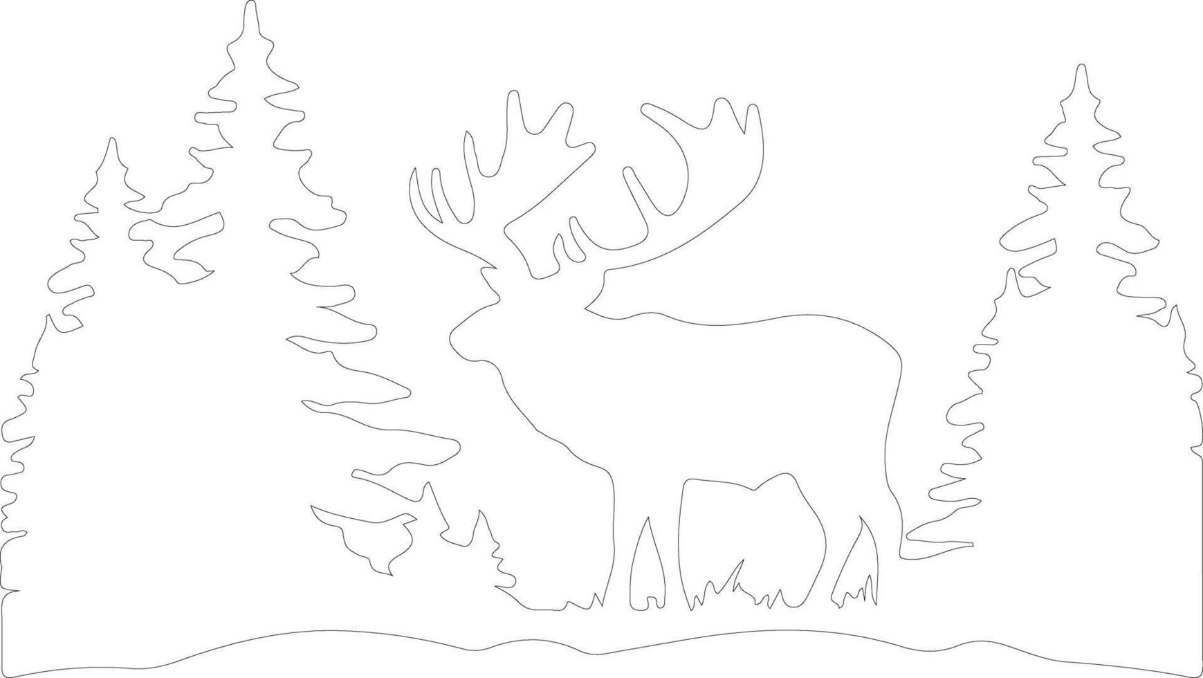 woodland caribou  outline silhouette vector