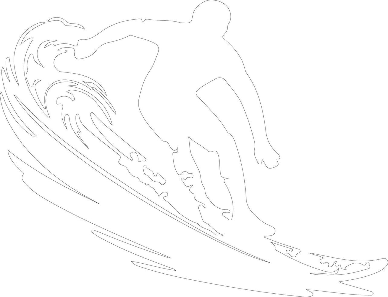 surfing  outline silhouette vector