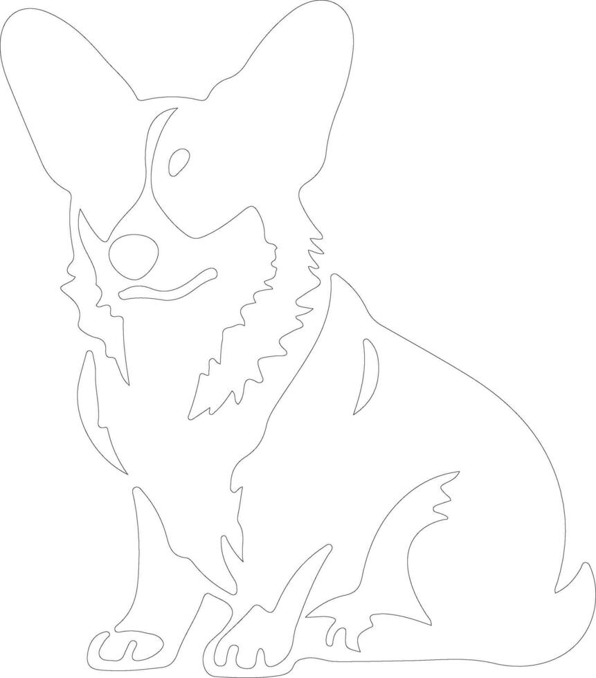 Pembroke Welsh Corgi  outline silhouette vector