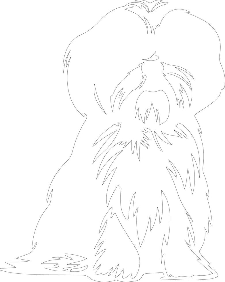 Shih Tzu outline silhouette vector