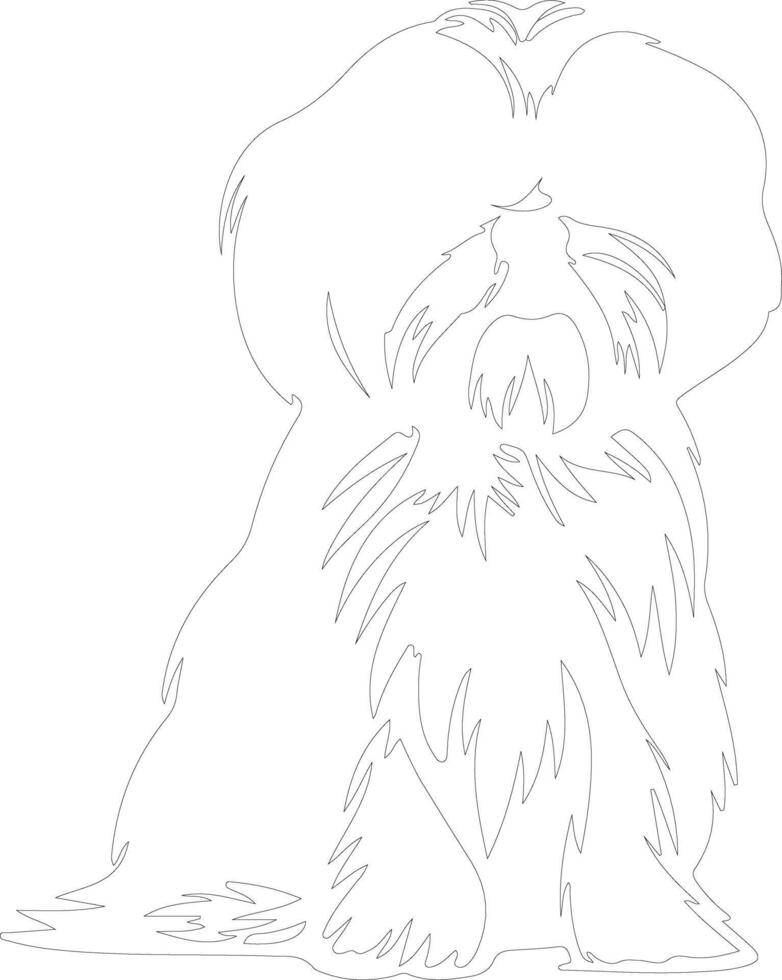 Shih Tzu outline silhouette vector