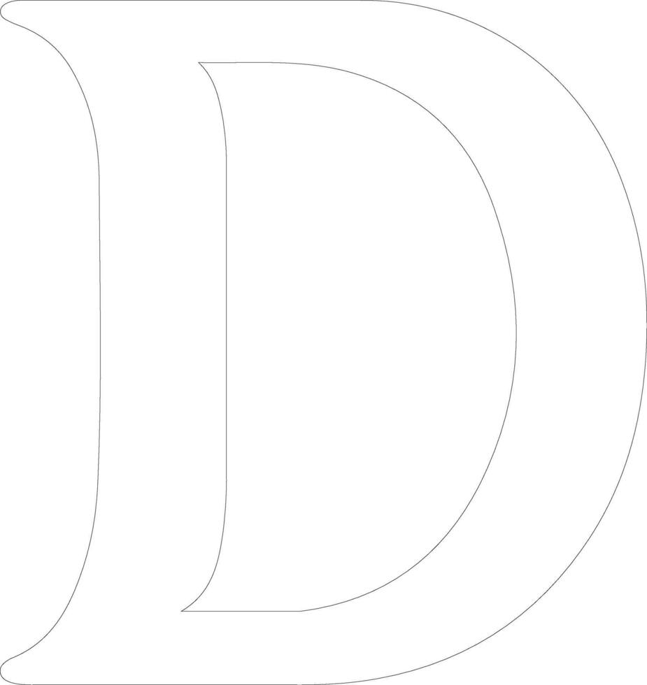 Letter D  outline silhouette vector