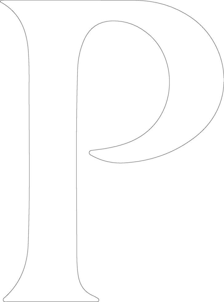 Letter P  outline silhouette vector