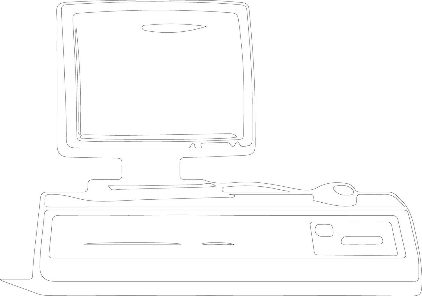 Computer outline silhouette vector