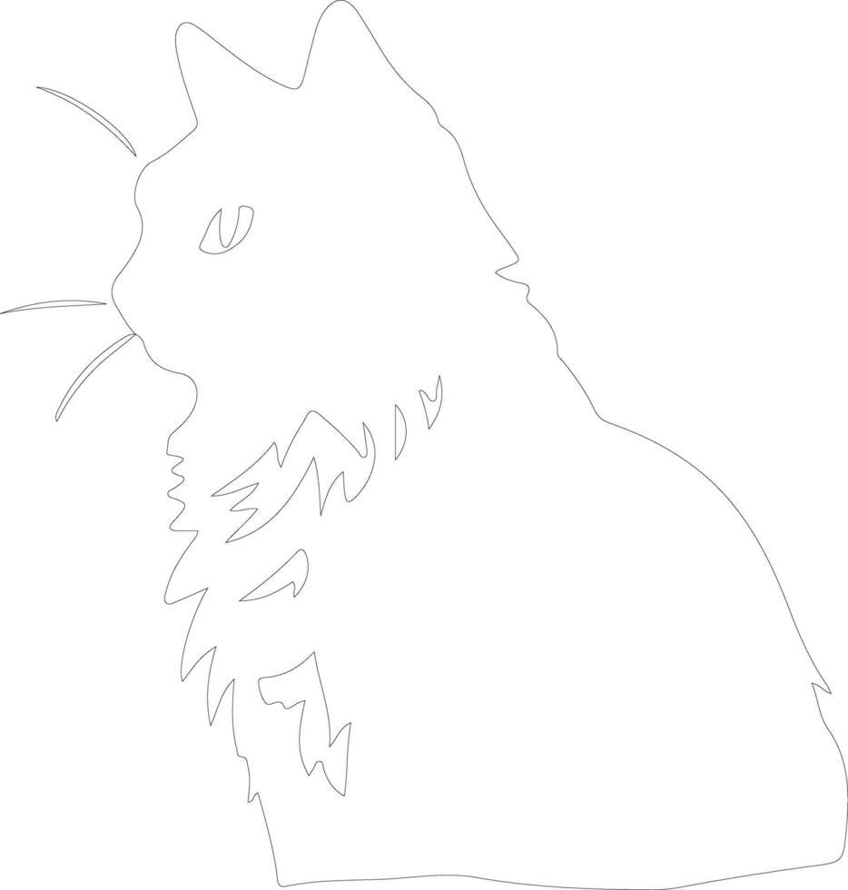 Highlander Cat  outline silhouette vector