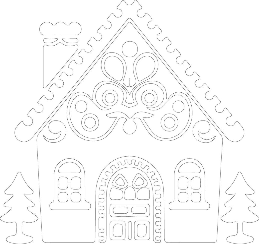 Gingerbread house  outline silhouette vector