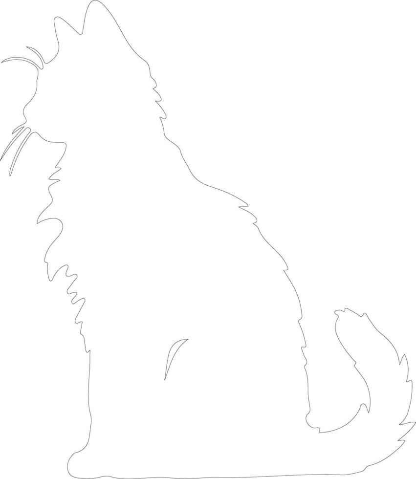 LaPerm Cat  outline silhouette vector