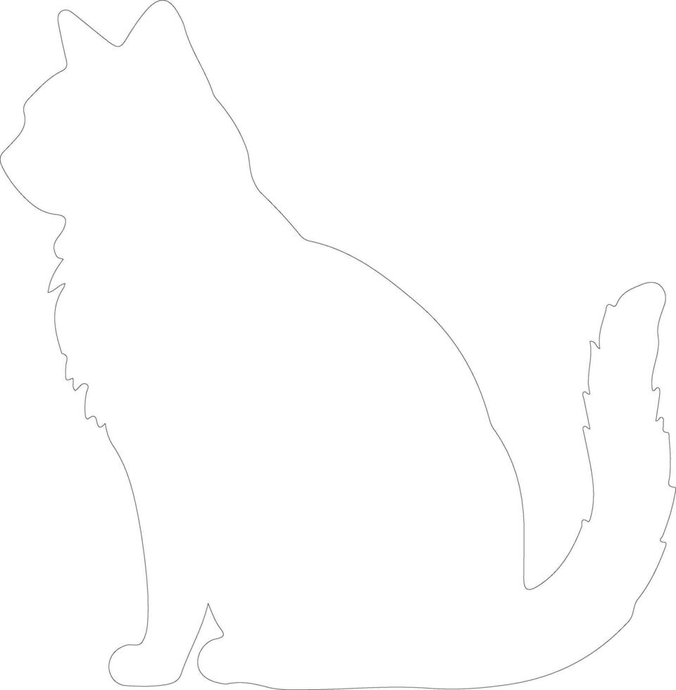 Mekong Bobtail Cat  outline silhouette vector