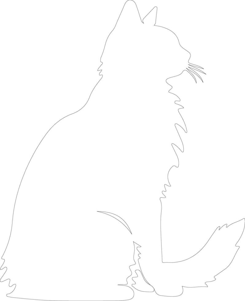 American Bobtail Cat  outline silhouette vector