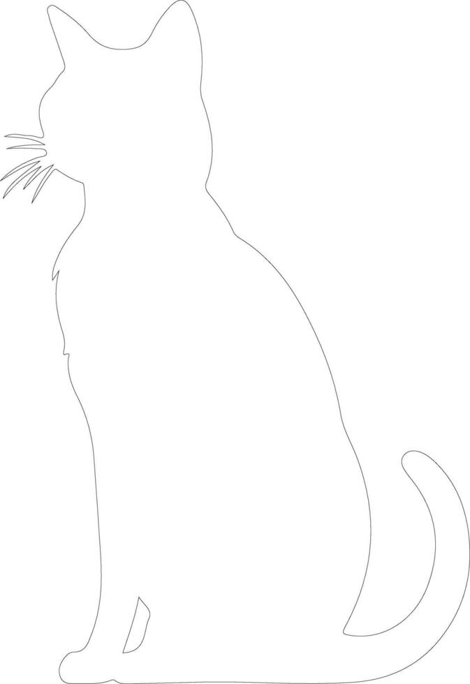 Russian Blue Cat  outline silhouette vector