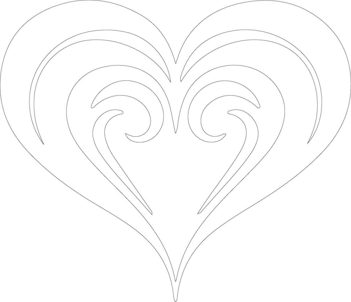 Heart icon  outline silhouette vector