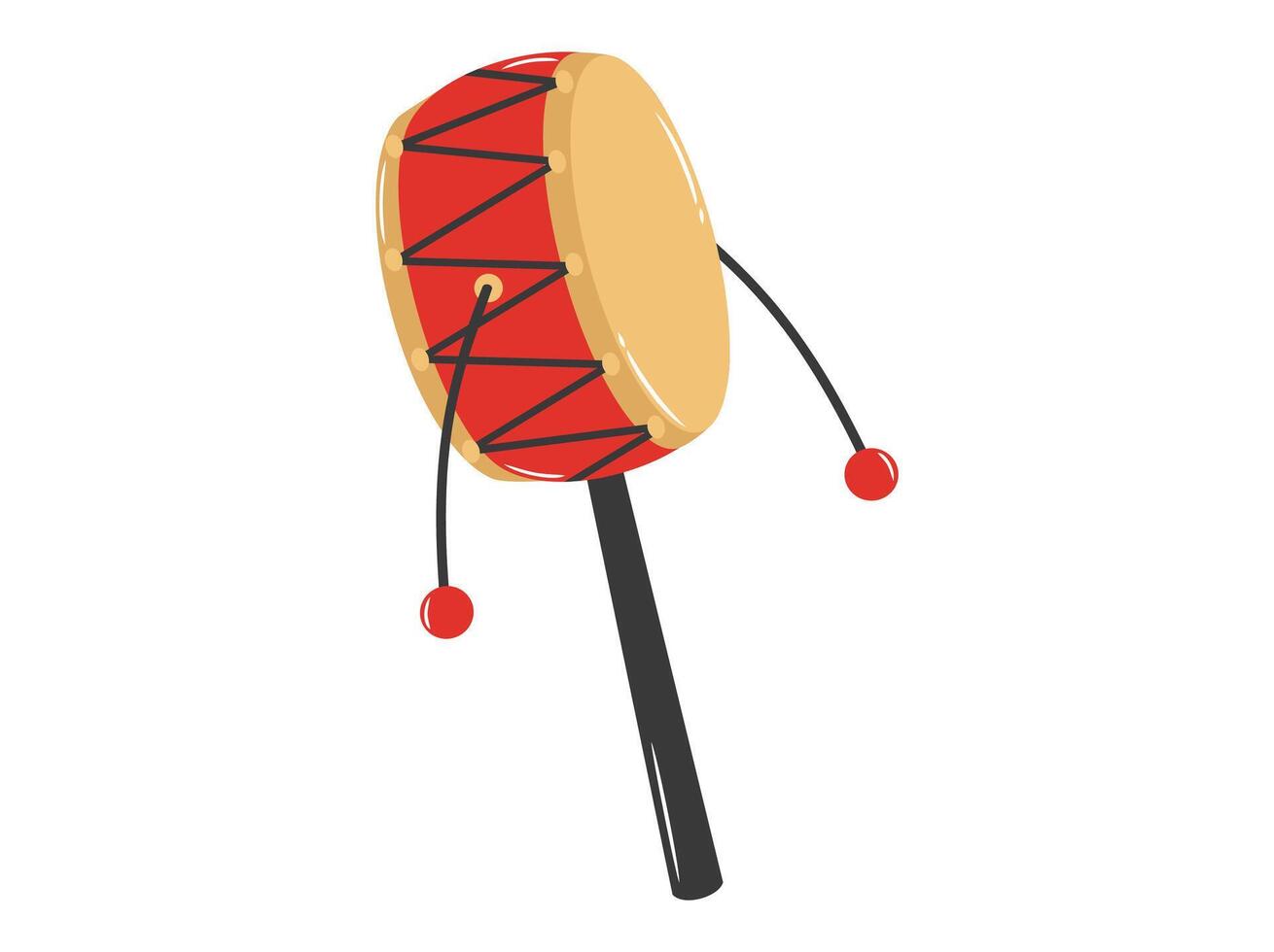 Chinese New Year Toy Wood Rattle Drum vector