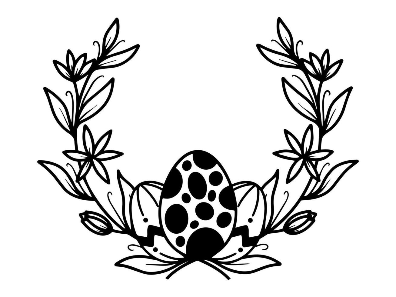 Easter Eggs Flower Line Art Background vector