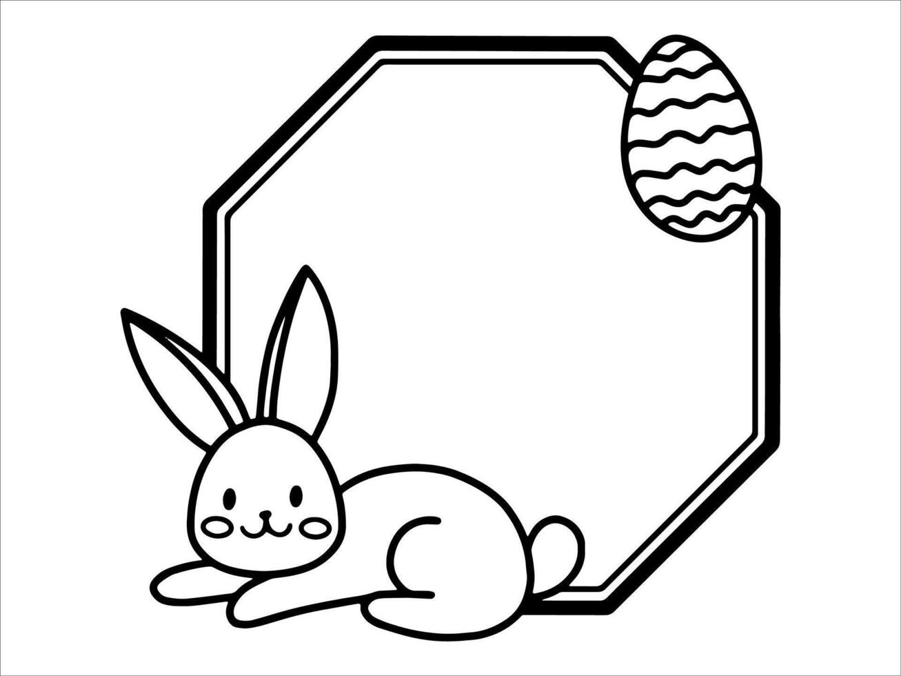 Easter Background with Cute Rabbit Frame vector