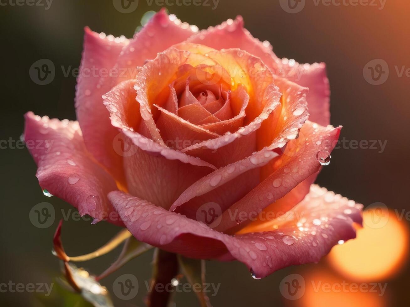 AI generated rose flower with water droplets HD image photo