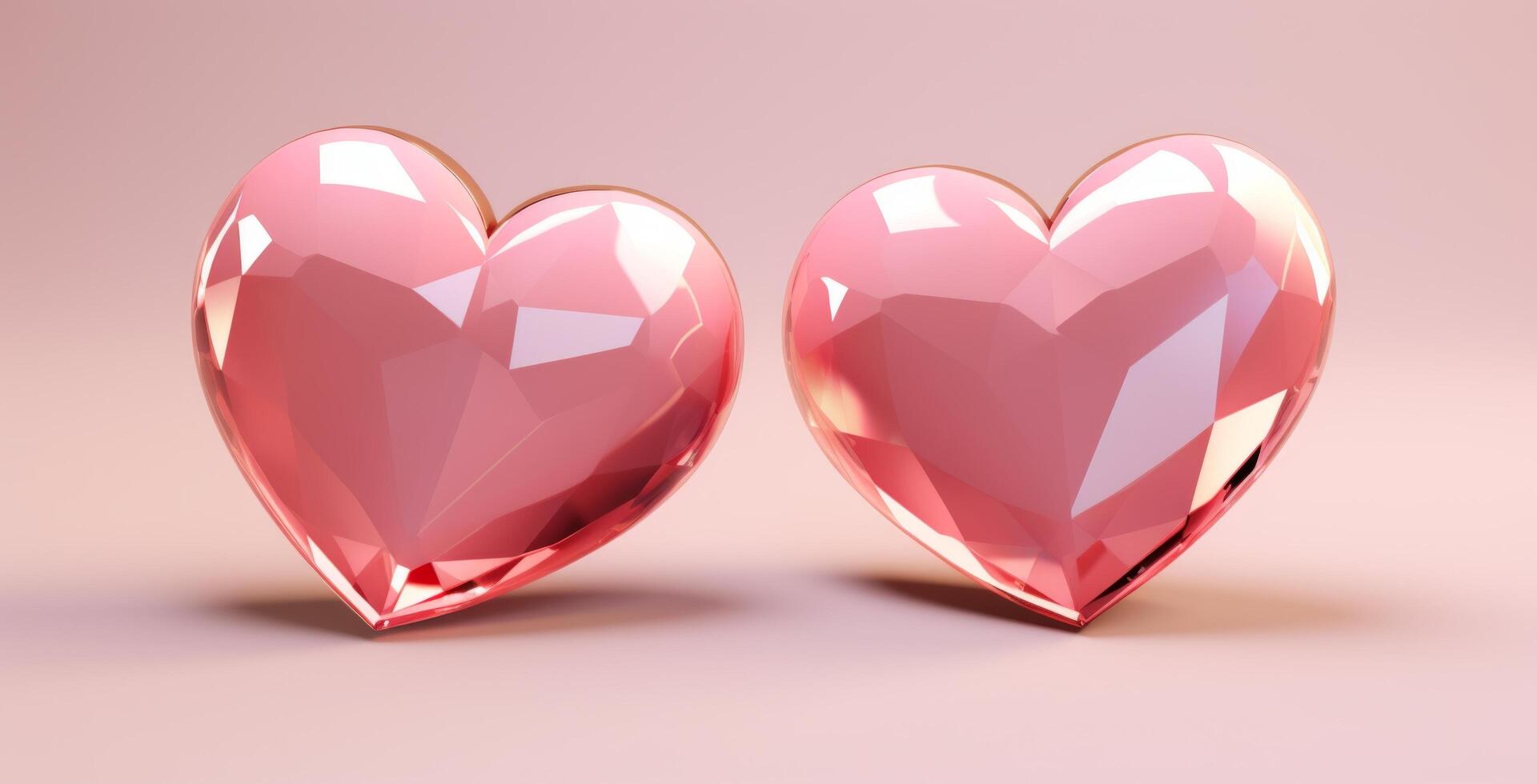 AI generated two shiny and pink heart in the pink color, photo