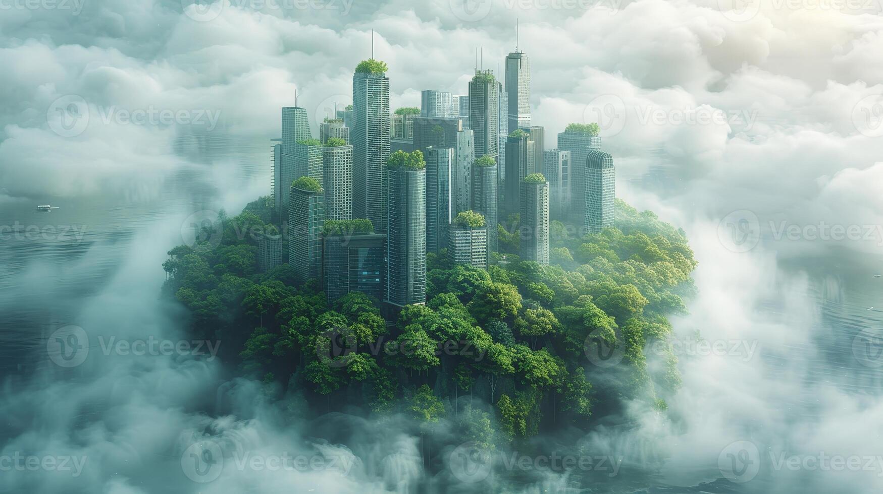 AI Generated Concepts of Net Zero and Carbon Neutrality Goals of Net Zero Emissions Strategy for the Long Term. photo