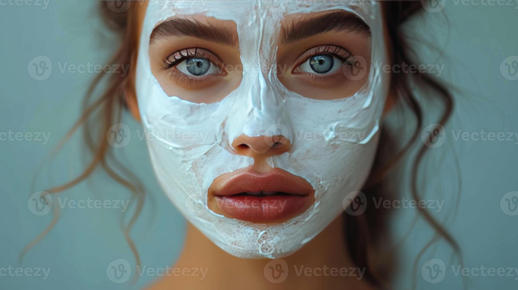 Beautiful woman with a white face mask photo