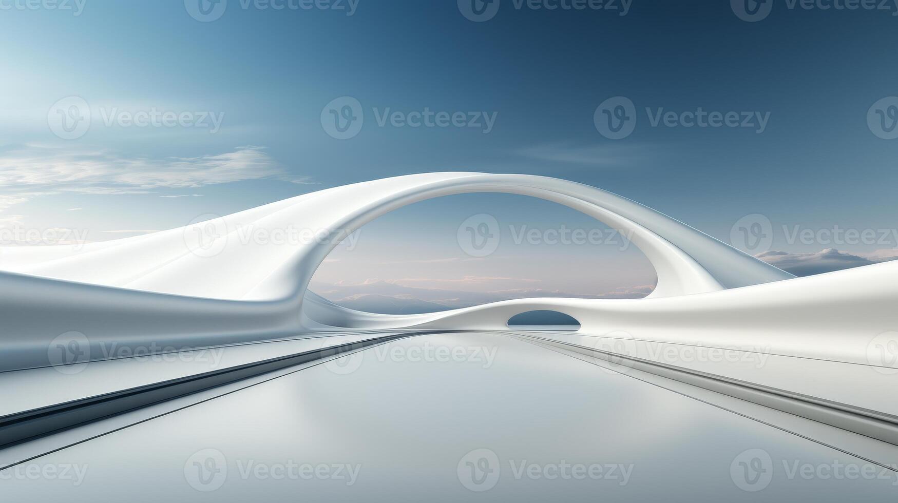 AI Generated Realistic abstract 3d road isolated on white background. Car background isolated floating highway road. photo