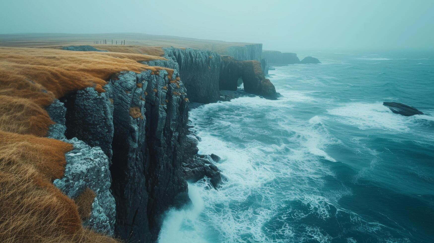 AI generated Misty Seaside Cliffs photo