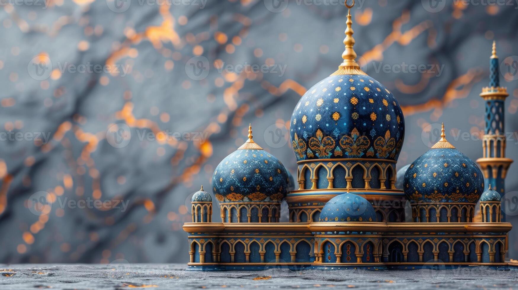 AI Generated Mosque background in gray for Ramadan. Background for social media posts. Muslim holy month Ramadan Kareem. photo
