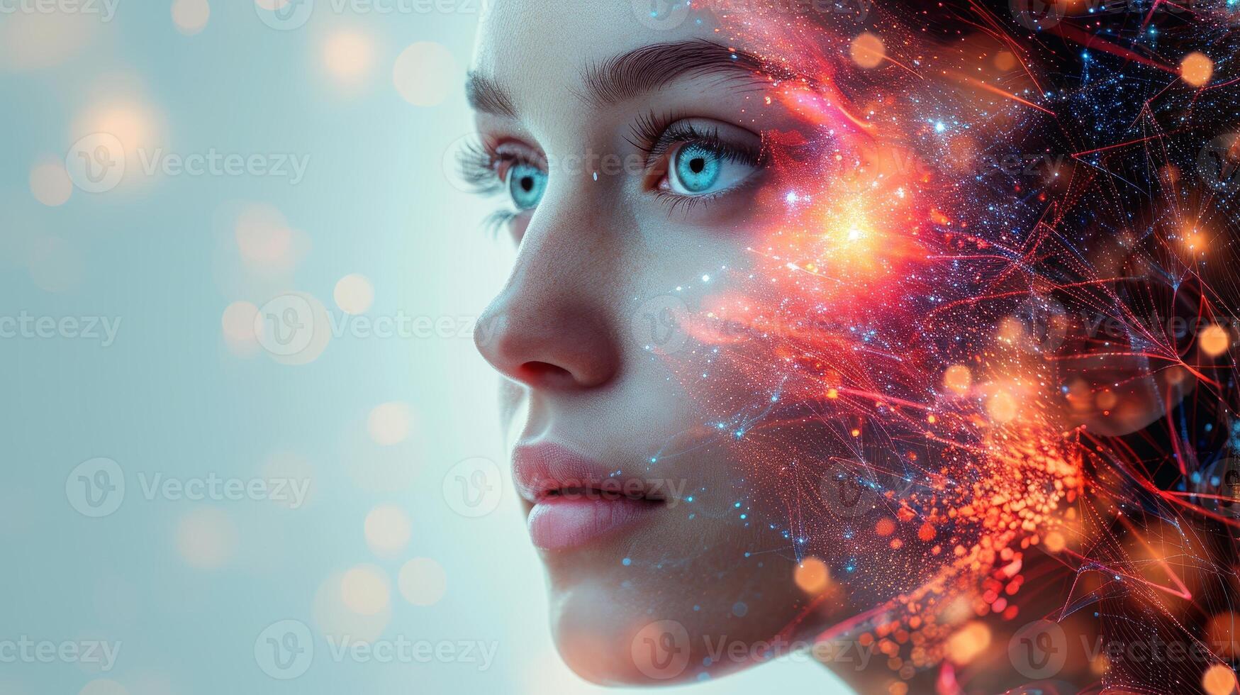 AI Generated An abstract digital background with a genetic research and biotech science concept. photo