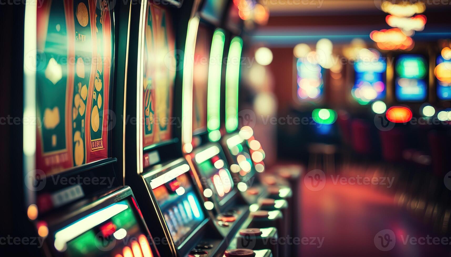 AI Generated Slot machines.Web banner for game design, flyer, poster, banner, online casino advertising. AI photo