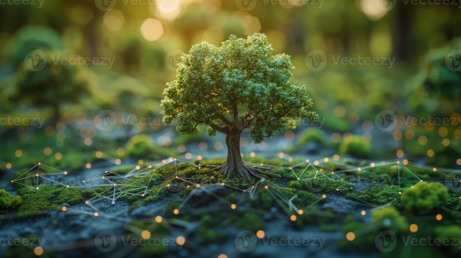 AI Generated In a green background, there is an ESG icon concept showing a small tree showing sustainability, social responsibility, and governance in sustainable and ethical business. photo