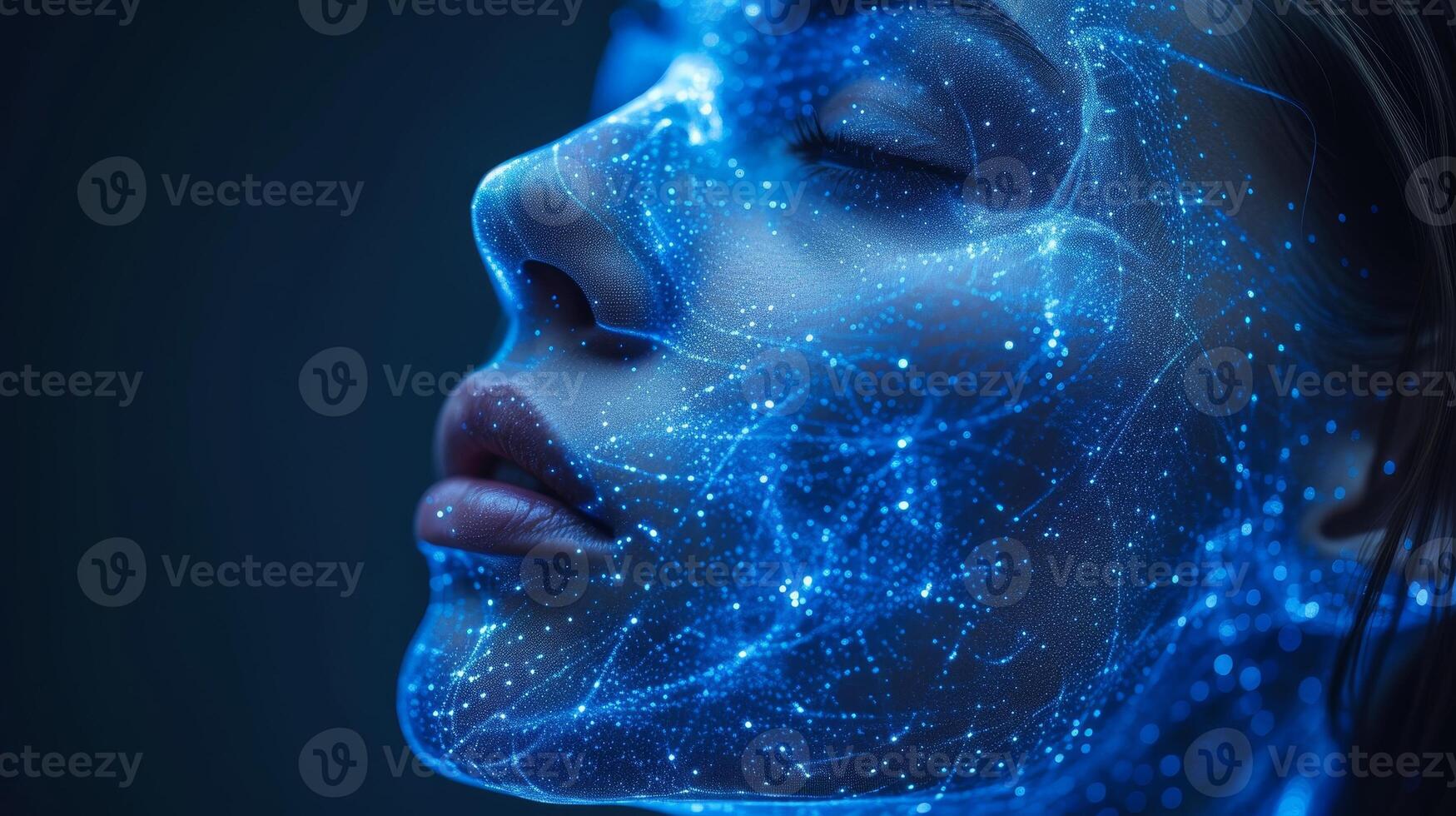 AI Generated An abstract digital background with genetic research and biotech science. photo