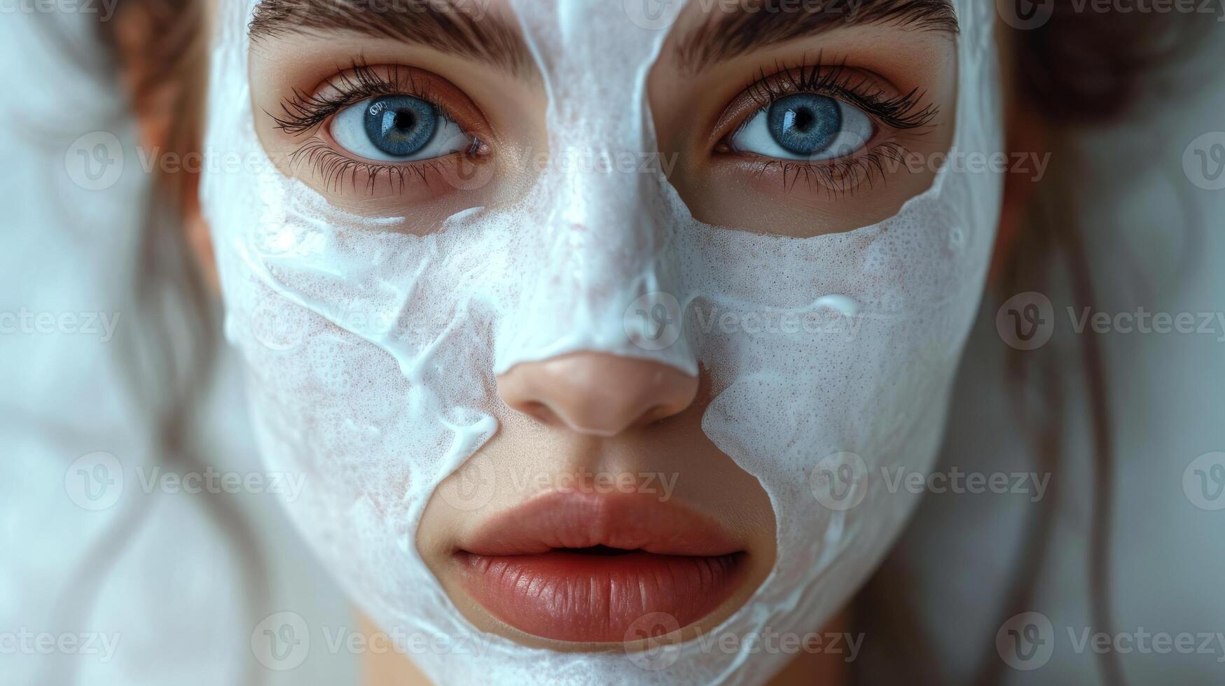 Beautiful woman with a white face mask photo