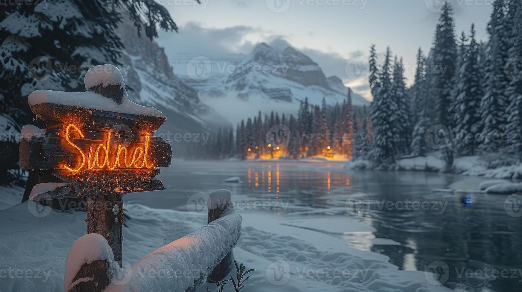 AI Generated Field, Canada - January 23, 2020. Emerald Lake at Sunset, Yoho National Park, Emerald Lake at Sunset photo