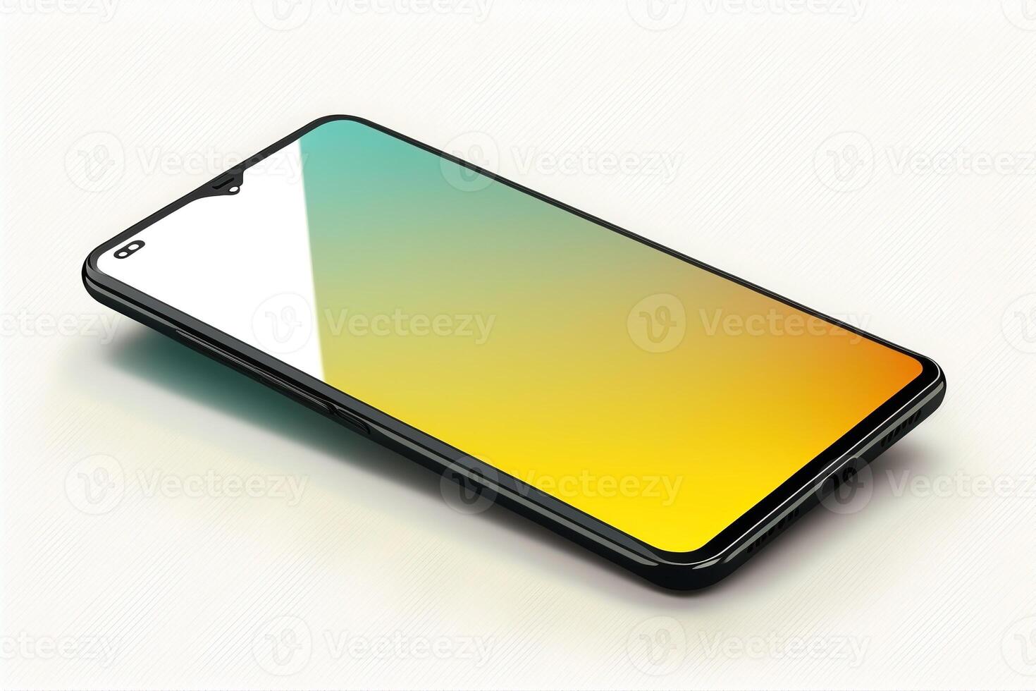 AI Generated Blank display template for mobile phone. Template for advertising or page on website, marketing, presentation. Means of communication, presentation of modern gadget model. 3D illustration photo