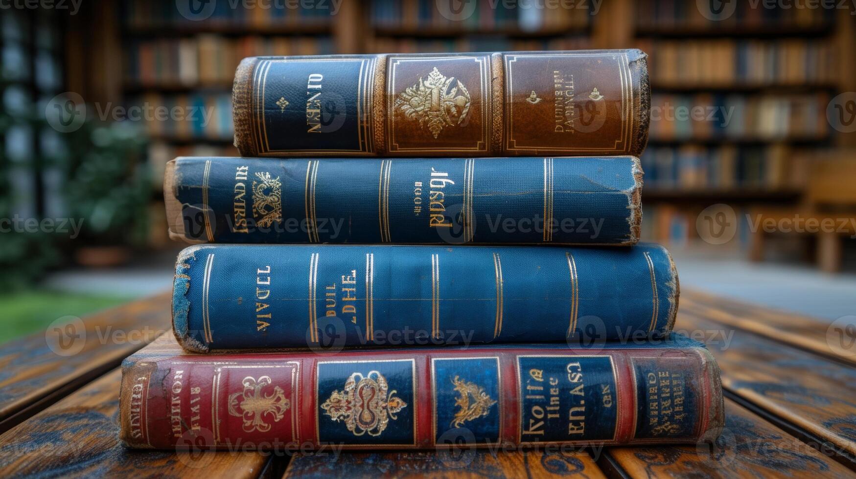 AI Generated Reading book concept. Wisdom in books. Book stack. World Book Day concept. photo