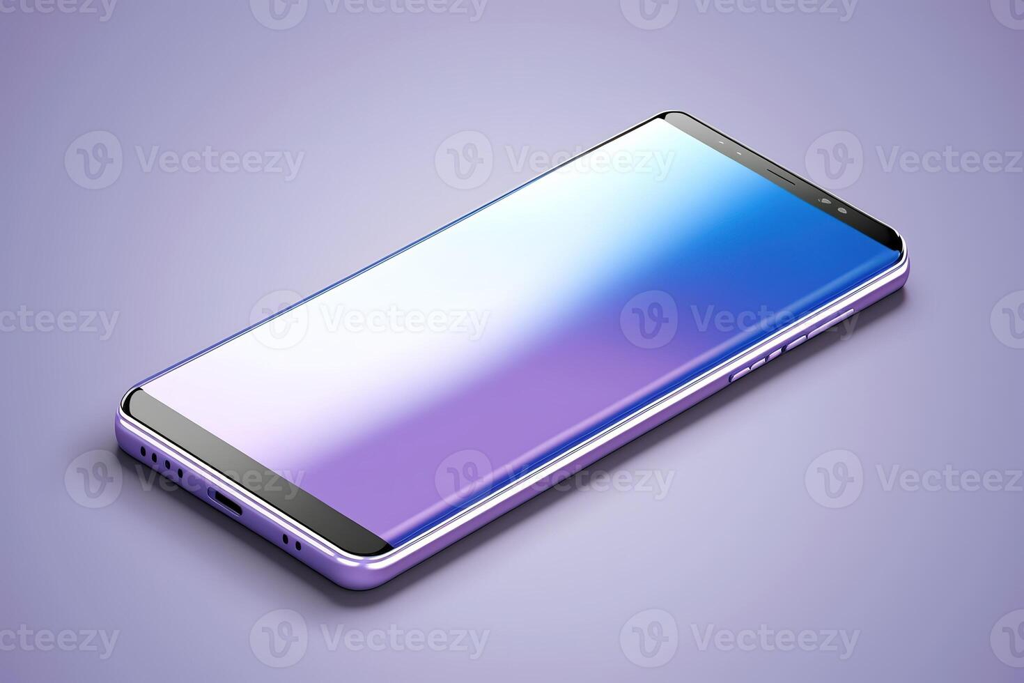 AI Generated Blank display template for mobile phone. Template for advertising or page on website, marketing, presentation. Means of communication, presentation of modern gadget model. 3D illustration photo