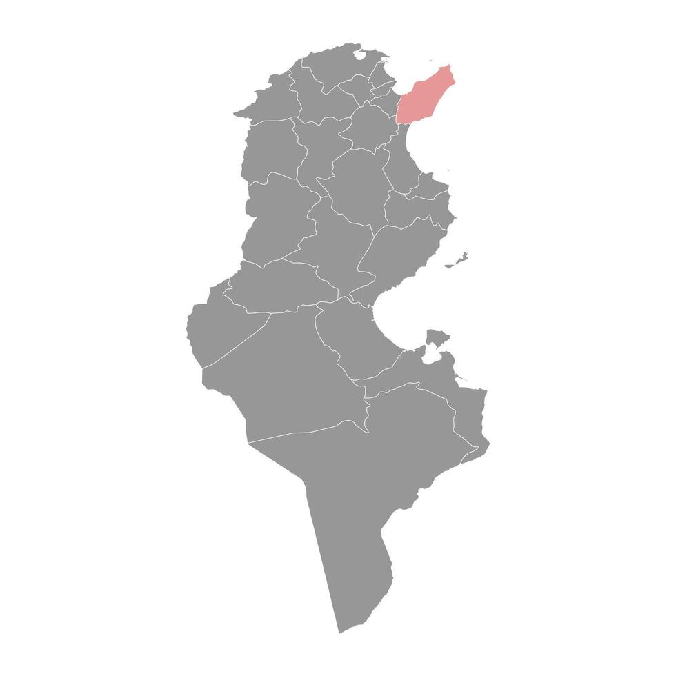 Nabeul Governorate map, administrative division of Tunisia. Vector illustration.
