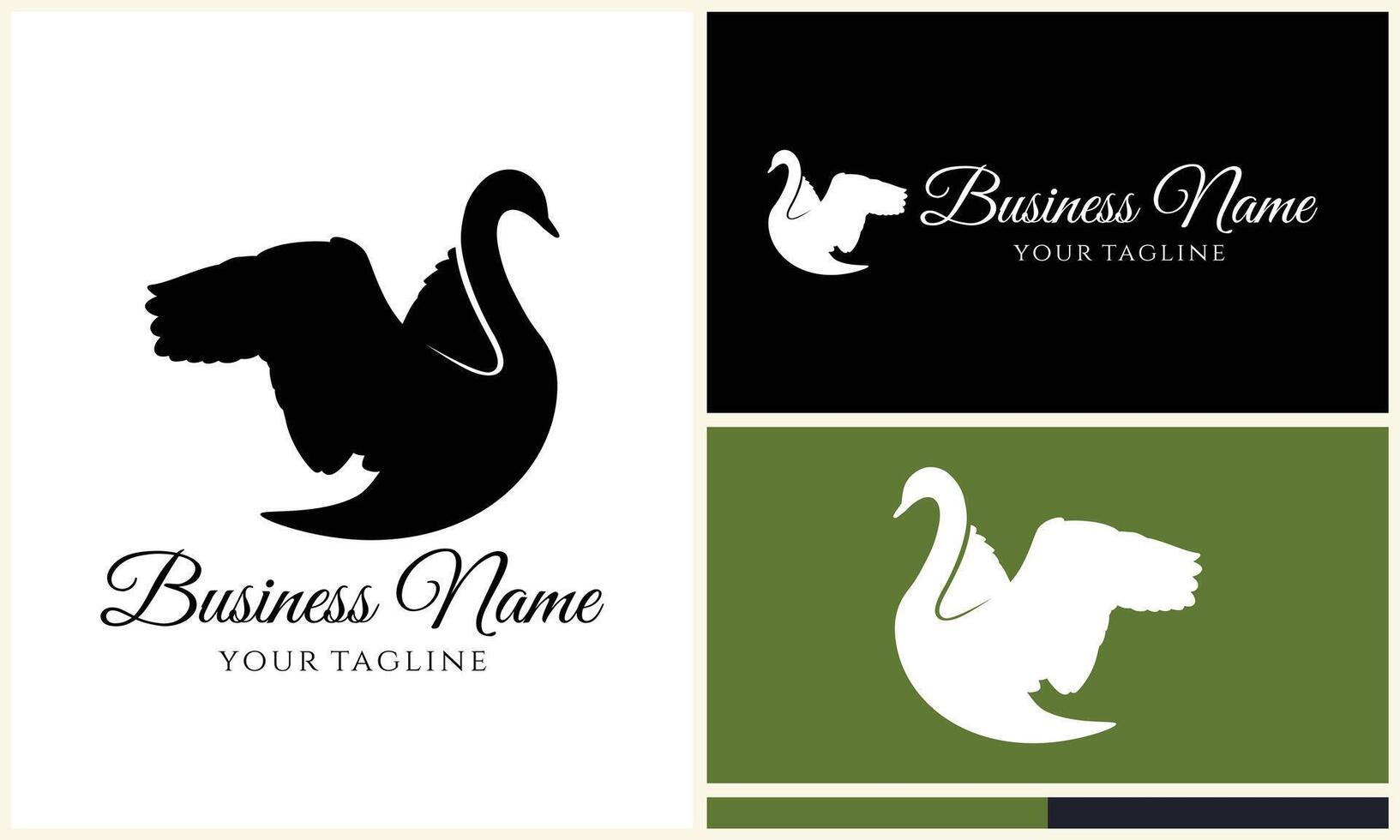 silhouette duck swim logo template vector