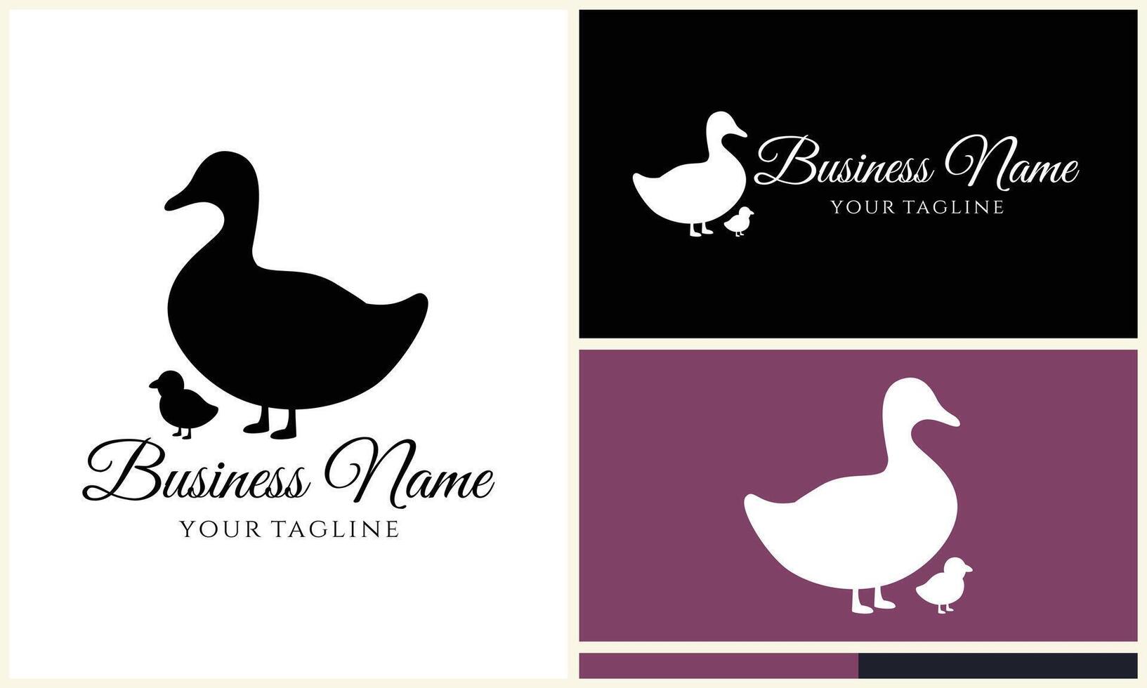 silhouette duck swim logo template vector