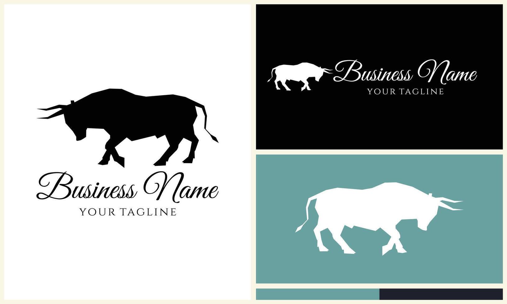 silhouette buffalo bull bison logo vector