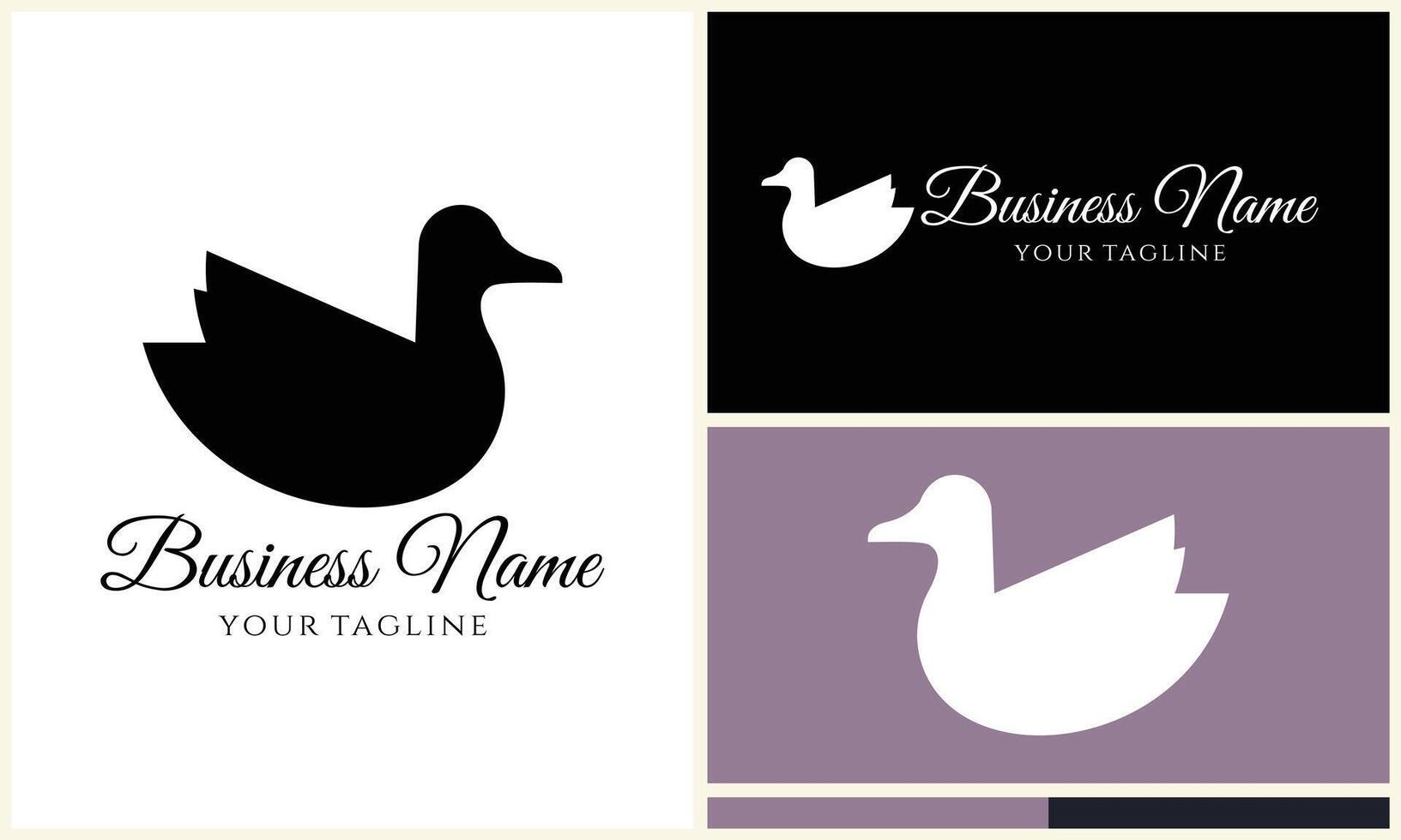 silhouette duck swim logo template vector