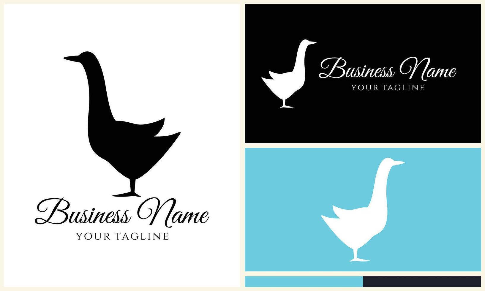 silhouette duck swim logo template vector