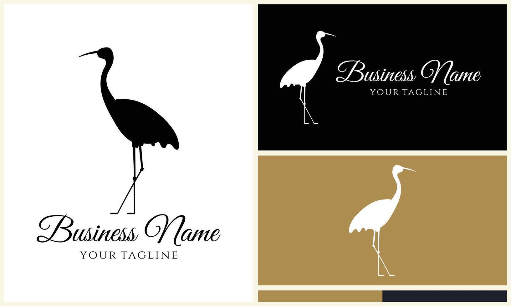 silhouette flamingo vector logo template