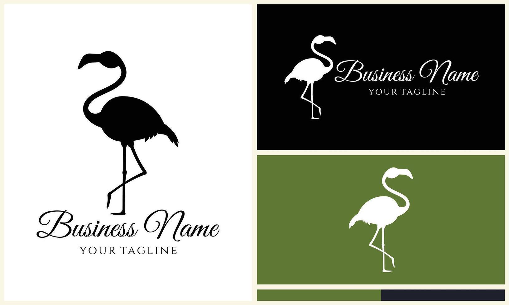 silhouette flamingo vector logo template