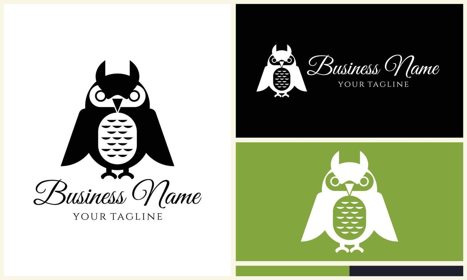 silhouette owl bird logo template vector